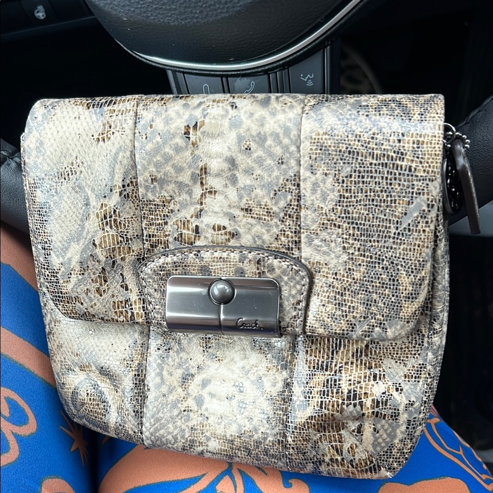 Coach Kristin Crossbody Bag In Brown Embossed Python Leather - Picture 2 of 9